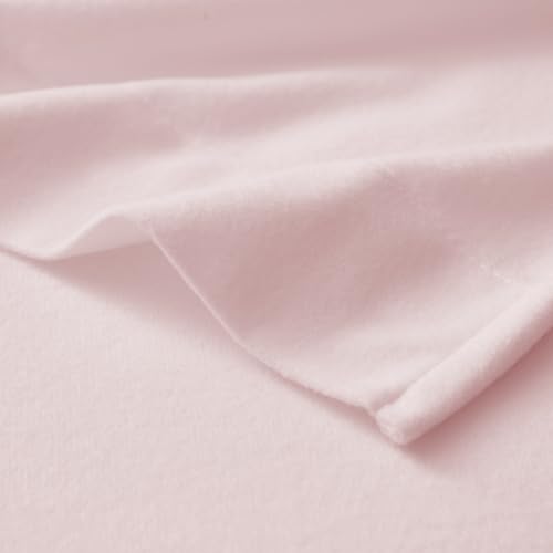Flannel Sheets King Size Warm and Cozy Deep Pocket Breathable All Season Bedding Set with Fitted with Full Elastic & Built in Corner Sheet Straps, Flat and Pillowcases, King, Pale Pink