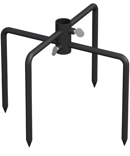 Mocomax Pole Stabilizer Stand Base Applies to 0.74" to 1.06" Shepherds Hook, Outdoor Bird Feeder Pole Stabilizer Support with 4 Prongs, Metal Holder Base for Birdhouse, Flagpole, Umbrellas, Black