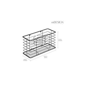 mDesign Steel Wall Mount Hair Dryer Storage Organizer - Hair Styling Tool Basket for Bathroom and Bedroom - Holds Hair Dryer, Flat Iron, Curling Wand, Hair Straightener - Linelle Collection - Black mDesign Steel Wall Mount Hair Dryer Storage Organizer Hair Styling Tool Basket for Bathroom and Bedroom Holds Hair Dryer Flat Iron Curling Wand Hair Straightener Linelle Collection Black