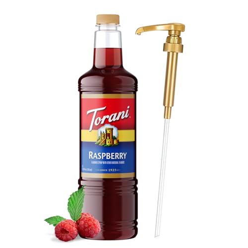 Image of Torani Raspberry Syrup 1L with Pump Berry Flavoring for Coffee & Lemonades