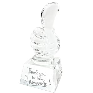 crystal thumb up trophy, funny thank you appreciation award gifts for women men, unique recognition gift plaque keepsake for family member, friend, employee, teacher, coworker