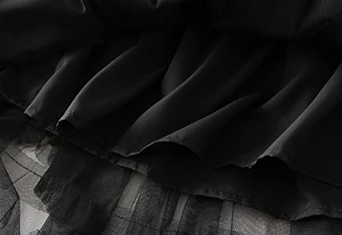 CHARTOU Women's Irregular High Waist Layered Tulle Gauze Pleated Midi Long A-Line Skirt4