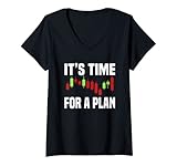 Damen Planen und langfristig Investieren in Aktien T-Shirt mit V-Ausschnitt