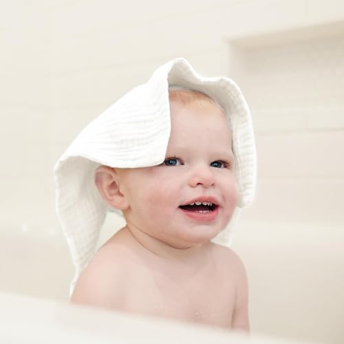 Image of Konssy Baby Muslin Washcloths 7-Pack, 100% Cotton Baby Bath Washcloths, Soft & Absorbent Wash Cloths and Burp Cloths for Newborn Kids Girls & Boys, 11x11 inches