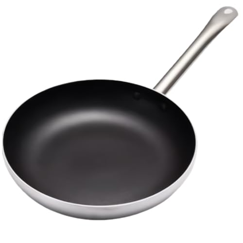 Luulifeフライパン シルバーフライパン ステンレススチール IH調理器対応 ガスコンロ対応 ホテル レストラン 家庭用 各種サイズ (ブラック,32CM)