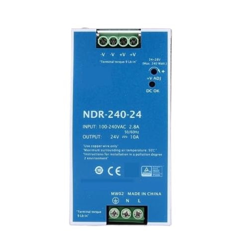 Alimentation rail DIN 24V 10A NDR-240-24 avec haute efficacité thermique et tension stable