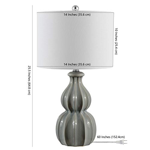Safavieh Lighting Collection Wade Grey Double Gourd Ceramic 25-Inch Bedroom Living Room Home Office Desk Nightstand Table Lamp (Led Bulb Included) #TOP4