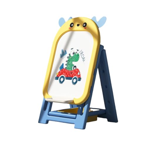Ohrin 子供用 折りたたみ 磁気お絵描きボード 高さ調整可能 大きいサイズ 知育玩具 描画と消去が簡単 ホワイトボード マグネット付き スイスイおえかきに最適 (イエロー,A)