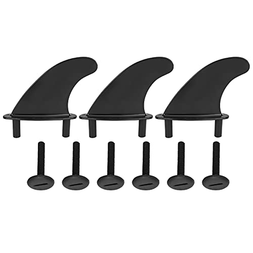 Gavigain 3Pcs Flexible Stable Longboard Fin Rudder Surfboard PVC Black