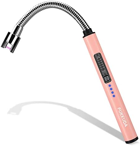 Candle Lighter Electric Arc Lighter with USB Rechargeable Battery Plasma Flameless & Windproof Lighters Double Safety Switch (Rose Gold)