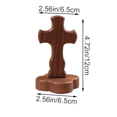 Cruz cristiana de madera con base estable para evitar caídas en mesas 6