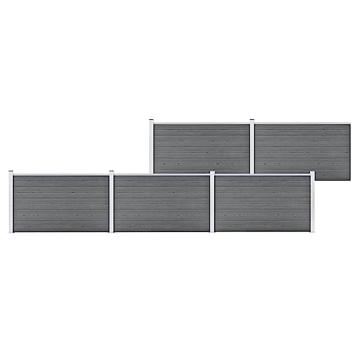 vidaXL Valla de Jardín Muros Panel Cercado Borde Césped Seguridad Separador Exterior Aire Libre Terraza Decorativas de WPC Gris 872x106 cm