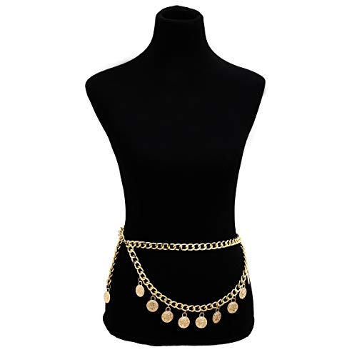 Vintage coin pendant tassel waist Chain sexy double Layer Metal Belt Waist Dress Belts for Women2