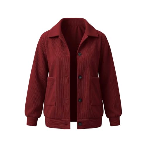 Womens Corduroy Jacket Button Up Casual Collared Shirt Crop Cardigans - image 7