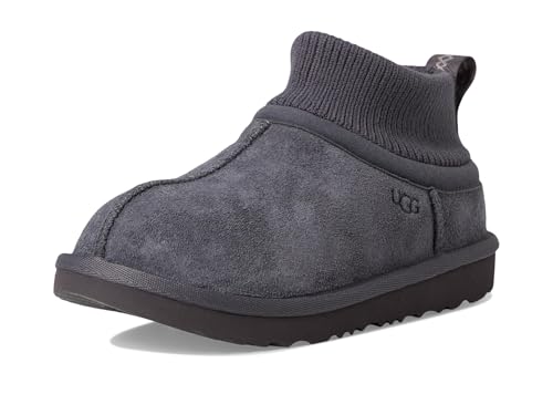 UGG Bottines classiques unisexes pour enfant avec poignets ultra extensibles, Obsidian, 4 Big Kid