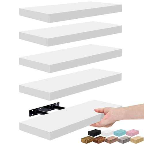 Sorbus floating shelves wall mounted (5 pack) white