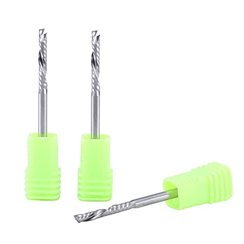 BERWENNY 5Pcs 3.175/22mm Up Down Cut 1 Flute Spiral Carbide End Mills Tool Milling Cutters Compatible with CNC Router