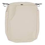 Classic Accessories Montlake Water-Resistant 25 x 27 x 5 Inch Rectangle Outdoor Seat Cushion Slip Cover, Patio Furniture Chair Cushion Cover, Antique Beige, Patio Furniture Cushion Covers