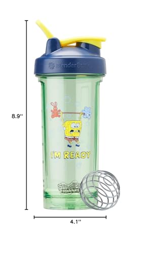 Image of BlenderBottle Spongebob Shaker Bottle Pro Series Perfect for Protein Shakes and Pre Workout, 28-Ounce, Blue, Im Ready!