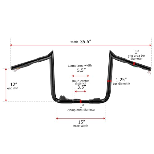 Mofun Pre-Wired Handlebars 12" Rise Fit for Harley Touring 2008-2013 by Mofun - Image 2