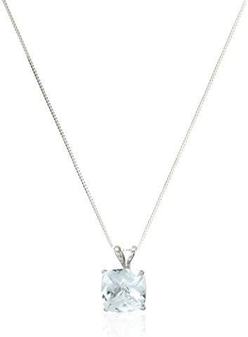 Amazon Collection 14k Gold 8mm Cushion Cut Gemstone Pendant Necklace for Women with 18 Inch Box Chain
