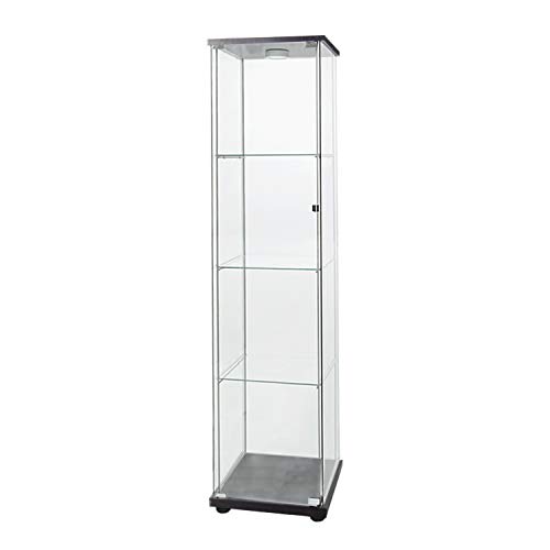 FANYUSHOW Glass-Door Cabinet, 4-Shelf Curio Cabinet,Black - Thumbnail 5