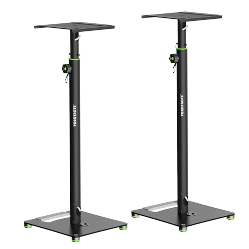 Vondynote Pair of Studio Monitor Stands Adjustable Height 31"-50" with Cable Management Heavy Duty Floor Monitor Speaker Stands Flat Base Stands