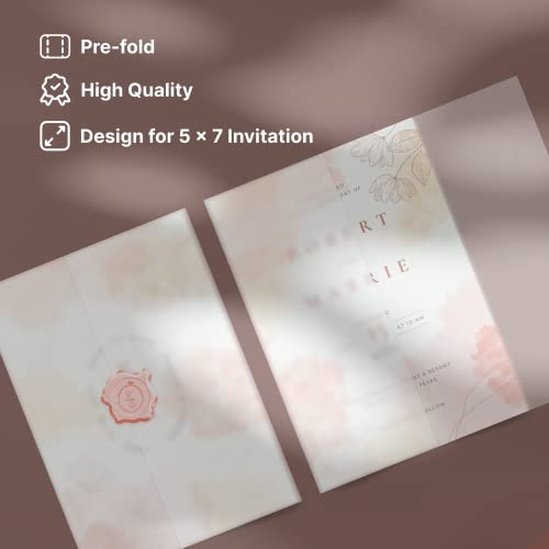 AosBet 200 Pack Folded Vellum Jacket for 5 x 7 Invitations, Translucent Paper for Invitation, Greeting Cards, Photo Prints by AosBet - Image 3