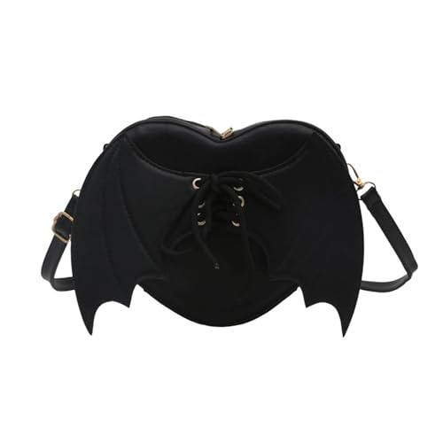 Halloween Purses for Women Bat Wing Heart Shoulder Purse Lace Up Gothic Crossbody Bag Kawaii Novelty Shoulder Handbag