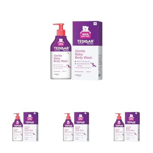 Image of Tedibar - Body wash for Babies| 100% soap & Alkali free | Skin-friendly pH 5.5| Recommended by pediatricians | Prevents Dryness & Rashes | Suitable for Newborn Baby| 250ml (Pack of 4)