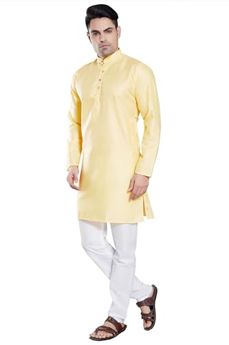 Image of DIVISIVE Men's Plain Cotton Blend Linen Slim Fit Kurta Pyjama Set