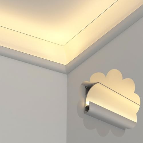 Innovz Perfil LED Riel Difusor LED con Moldura de Corona para Iluminación Indirecta en El Techo, Zócalo LED con Cubierta Blanca Lechosa, Zócalo LED para Cine en Casa(White,2.5 m/8.2 ft)