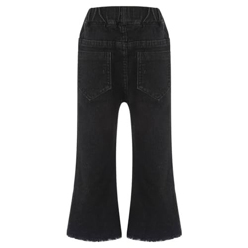 Yeahdor Baby Girls Slight Jeans Kids Retro Raw Hem Stretchy Bell Bottom Denim Pants Casual Flared Pants2