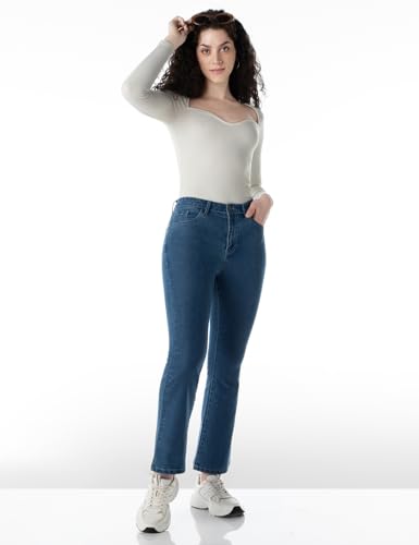 Image of INKD Women's Flared Bootcut Jeans - High-Rise | Enzyme Wash | Classic 5 Pocket Styling | Jeans for Women (Available in Plus Sizes)