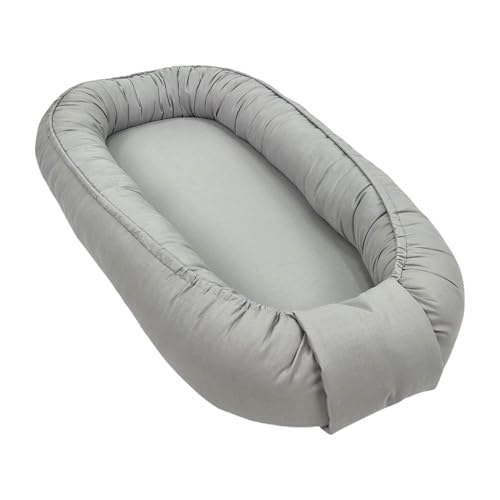 WIKLINOPOL Nido Bebé Reductor 85x45 cm en Gris – Baby Nest Portátil con Colchón – Cojín Nido Lavable de Algodón 100 % – Seguro y Cómodo para Casa o Viaje