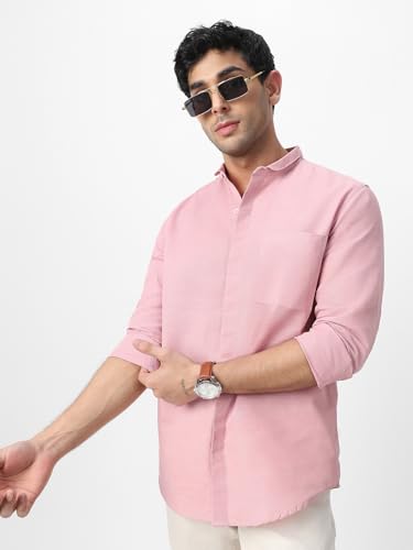 Image of Urbano Fashion Men's Cotton Full Sleeve Regular Fit Casual Solid Shirt with Band Collar