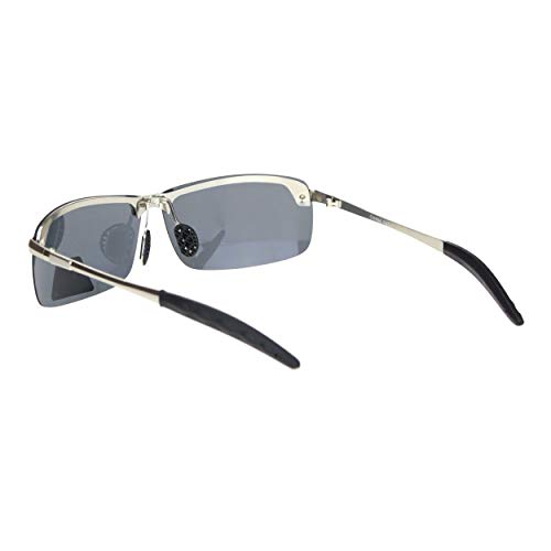 PASTL Polarized Lens Sunglasses Mens Half Rim Rectangular Metal Frame UV 4003