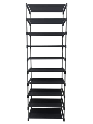 Image of Multi Utility 9 Layer Shelf Collapsible Metal Pipes with Non-Woven 100GSM Fabric Cover for Shoe /Cloth /Toy /Books Rack (Brown, Metal)