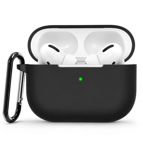 Image of Sounce Earphone Case Cover Compatible for Airpods Pro 2 Case 2022, Soft Silicone Skin Case Cover Shock-Absorbing Protective Case with Keychain [Front LED Visible](Black)