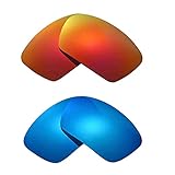 Walleva Polarized Fire Red + Ice Blue Replacement Lenses Oakley Badman Sunglasses