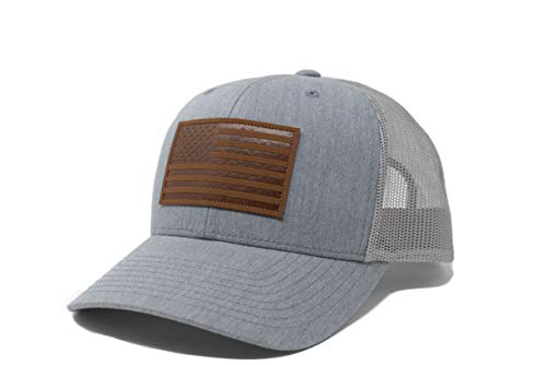 Image of 13 STRIPES American Flag Hat - Leather Patch Mesh Back Snapback Hat for Men & Women USA Flag Trucker Hat, Casual Unisex Hat