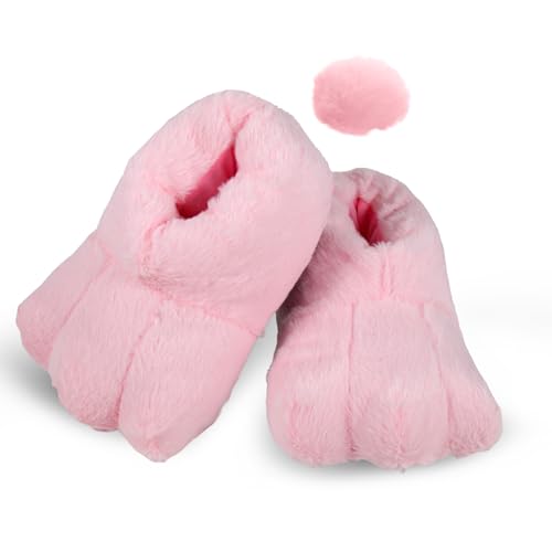 yeload Adults & Kids Rabbit Slippers, Unisex White Bunny Feet Shoes for Easter, Costume Party, Cosplay, Stage Performances