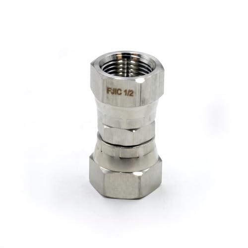 Image of HFS(R) 2PCS, 1 /2 inch Female JIC Swivel x 1 /2 inch Female JIC Swivel Nut Union Stainless Steel 304