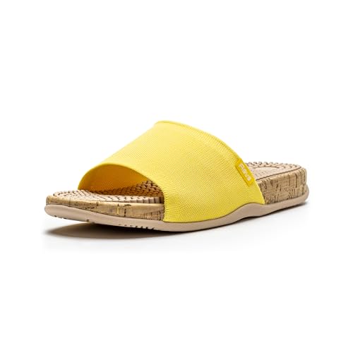 Revs - Maree - Women’s Knitted Reflexology Massage Sandals, Yellow US8