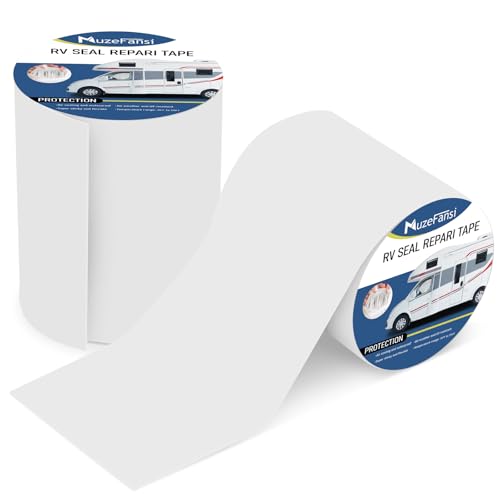 Image of RV Roof Tape 6 Inch X 50 Feet 2Pack, UV & Weatherproof White RV Sealant Roofing Tape,Waterproof RV Flex Seal Tape for Camper Trailer Truck Stop Roof Window Boat Sealing Leak Repair