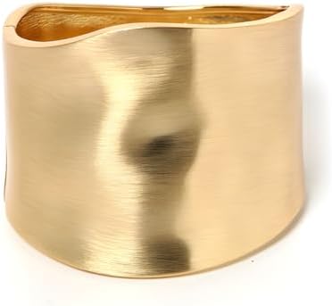YBMYCM Wide Cuff Chunky 14K Gold Plated Bracelets for Women Open ...