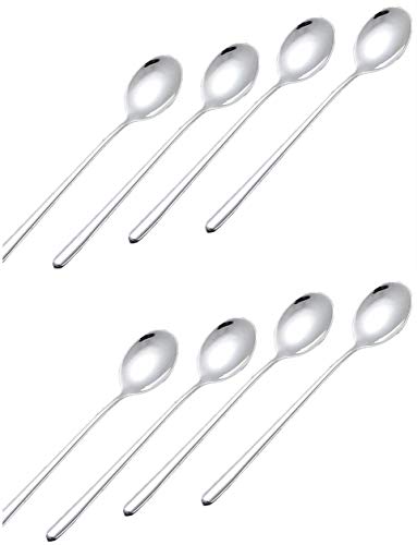 Ximkee 8 Pieces, Korean Stainless Steel Rice Spoon/Soup Spoon/Coffee Spoon - Long-Handled Great Circle (Spoons)