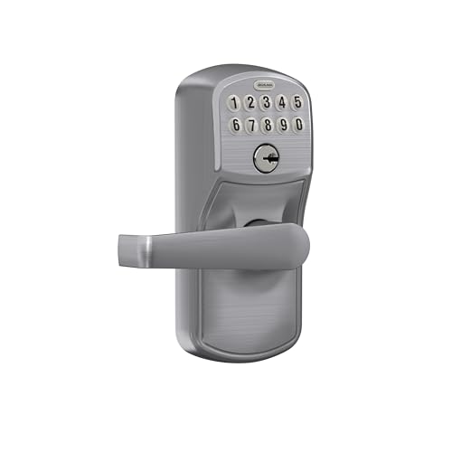 SCHLAGE Brushed Chrome FE595CS V PLY 626 ELA Plymouth Light Commercial Electronic Keypad Lock with Elan Lever(Satin Chrome)