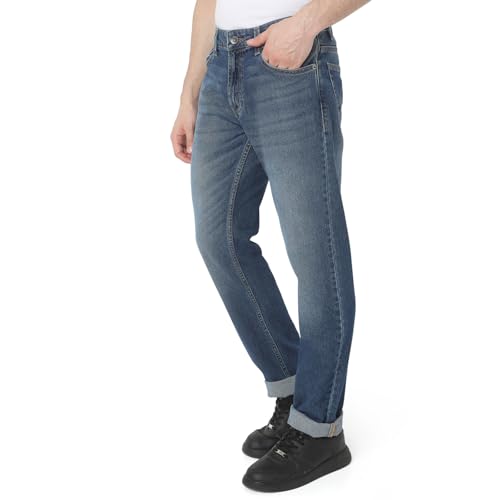 Image of Spykar Men's Ricardo Straight Fit Mid Rise Casual Jeans
