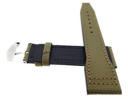 Fluco Correa de reloj para reloj de pulsera Pilot apta para IWC verde (resistente al agua), 22 mm, fabricada en Alemania, M